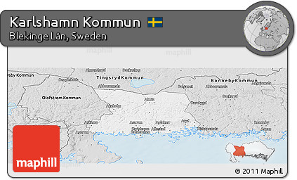Silver Style Panoramic Map of Karlshamn Kommun