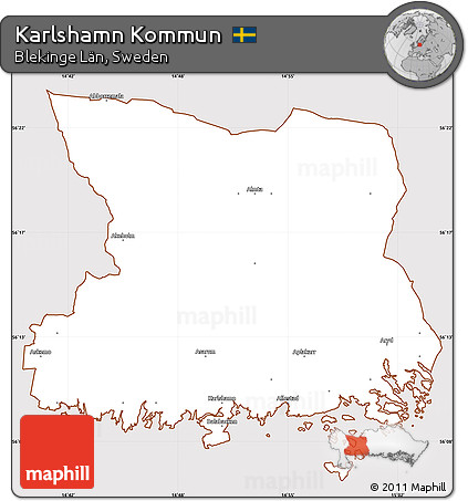 Classic Style Simple Map of Karlshamn Kommun, cropped outside