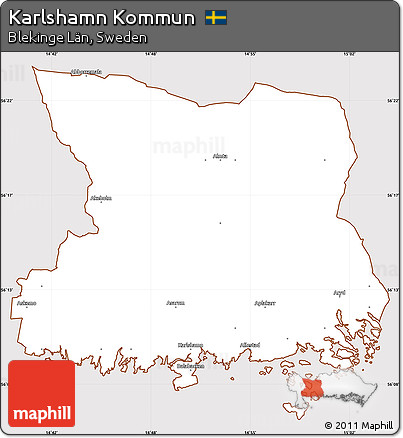 Classic Style Simple Map of Karlshamn Kommun, cropped outside