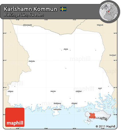 Classic Style Simple Map of Karlshamn Kommun