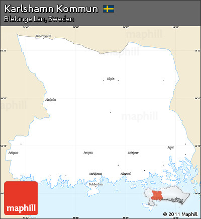 Classic Style Simple Map of Karlshamn Kommun, single color outside