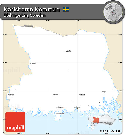 Classic Style Simple Map of Karlshamn Kommun, single color outside