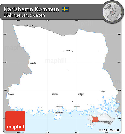 Gray Simple Map of Karlshamn Kommun, single color outside