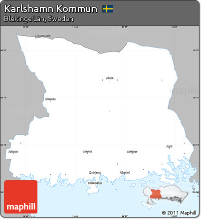 Gray Simple Map of Karlshamn Kommun, single color outside