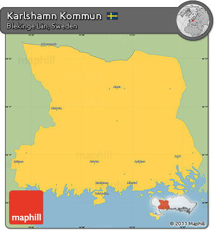 Savanna Style Simple Map of Karlshamn Kommun, single color outside