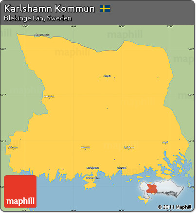Savanna Style Simple Map of Karlshamn Kommun, single color outside