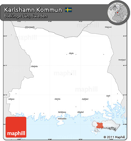 Silver Style Simple Map of Karlshamn Kommun