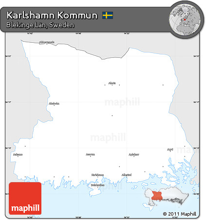 Silver Style Simple Map of Karlshamn Kommun, single color outside