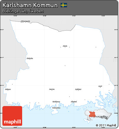 Silver Style Simple Map of Karlshamn Kommun, single color outside