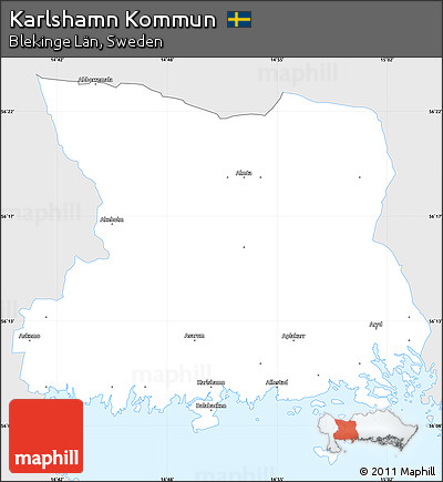 Silver Style Simple Map of Karlshamn Kommun, single color outside