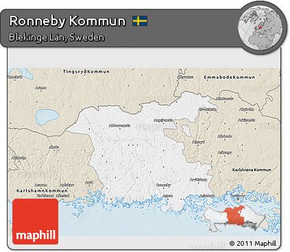 Classic Style 3D Map of Ronneby Kommun