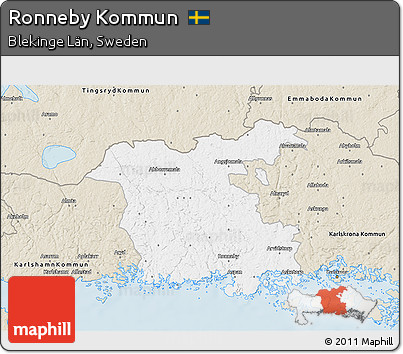 Classic Style 3D Map of Ronneby Kommun