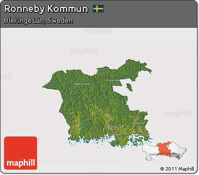 Satellite 3D Map of Ronneby Kommun, cropped outside