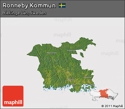 Satellite 3D Map of Ronneby Kommun, cropped outside