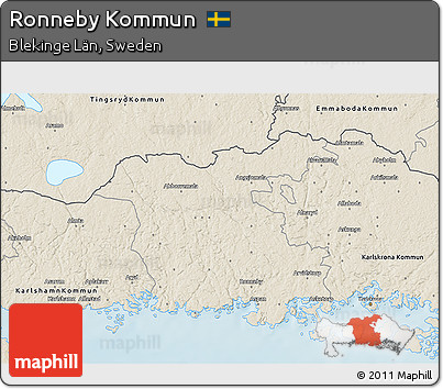 Shaded Relief 3D Map of Ronneby Kommun