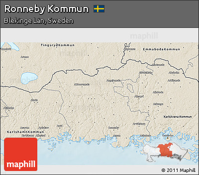 Shaded Relief 3D Map of Ronneby Kommun