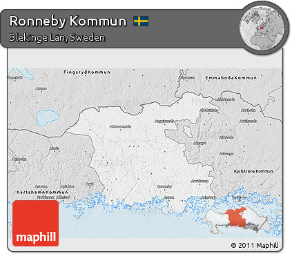 Silver Style 3D Map of Ronneby Kommun