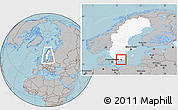 Gray Location Map of Ronneby Kommun, highlighted country, within the entire country, hill shading