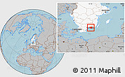 Gray Location Map of Ronneby Kommun, highlighted country, highlighted parent region, hill shading