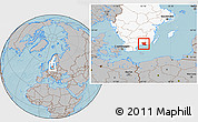 Gray Location Map of Ronneby Kommun, highlighted country, hill shading