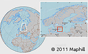 Gray Location Map of Ronneby Kommun, highlighted parent region, within the entire country, hill shading