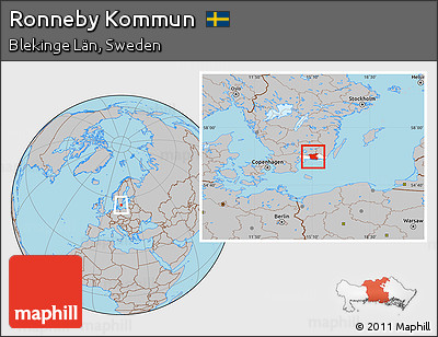 Gray Location Map of Ronneby Kommun, highlighted parent region