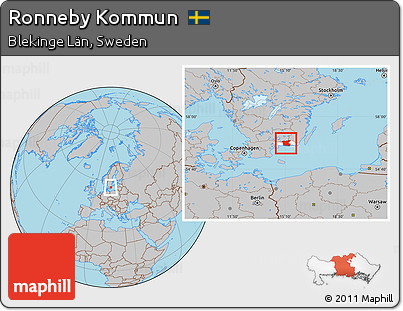 Gray Location Map of Ronneby Kommun, highlighted parent region