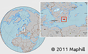 Gray Location Map of Ronneby Kommun, hill shading
