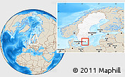 Shaded Relief Location Map of Ronneby Kommun, highlighted country, within the entire country
