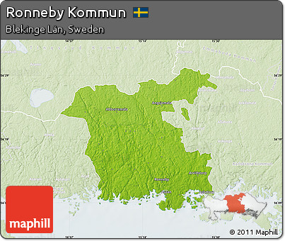 Physical Map of Ronneby Kommun, lighten