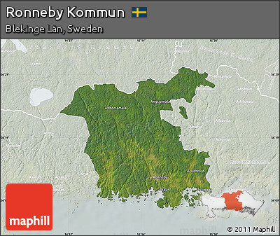 Satellite Map of Ronneby Kommun, lighten