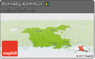 Physical Panoramic Map of Ronneby Kommun, lighten