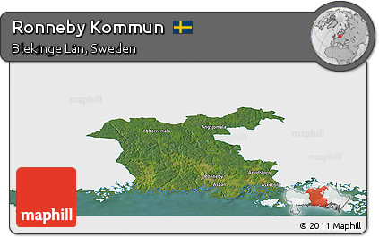 Satellite Panoramic Map of Ronneby Kommun, single color outside