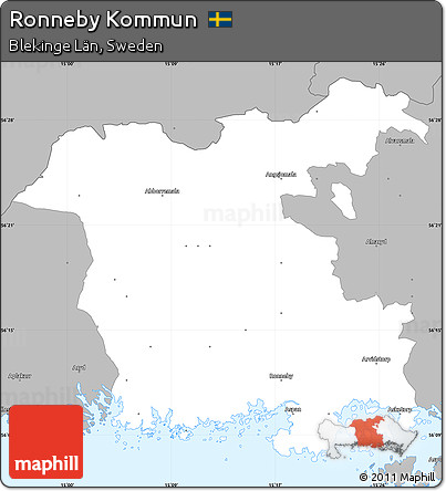 Gray Simple Map of Ronneby Kommun