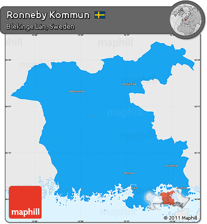 Political Simple Map of Ronneby Kommun, single color outside