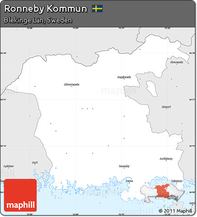 Silver Style Simple Map of Ronneby Kommun