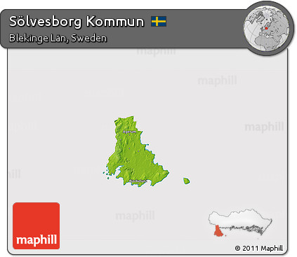 Physical 3D Map of Sölvesborg Kommun, cropped outside