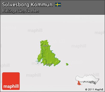 Physical 3D Map of Sölvesborg Kommun, cropped outside