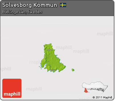 Physical 3D Map of Sölvesborg Kommun, cropped outside