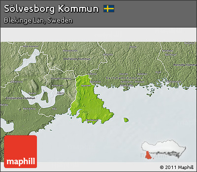 Physical 3D Map of Sölvesborg Kommun, semi-desaturated
