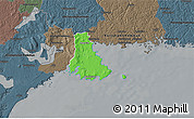 Political 3D Map of Sölvesborg Kommun, darken, semi-desaturated