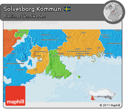 Political 3D Map of Sölvesborg Kommun