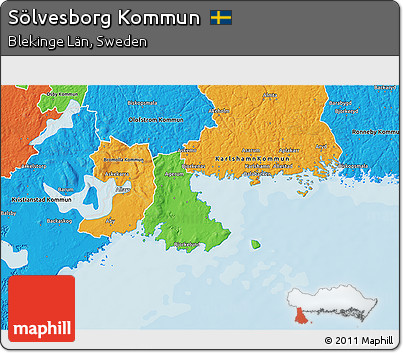 Political 3D Map of Sölvesborg Kommun