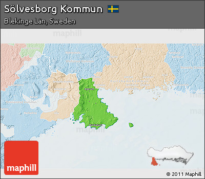 Political 3D Map of Sölvesborg Kommun, lighten