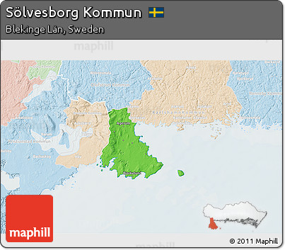 Political 3D Map of Sölvesborg Kommun, lighten