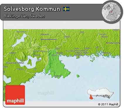 Political 3D Map of Sölvesborg Kommun, physical outside