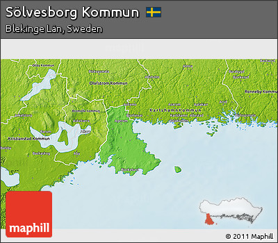 Political 3D Map of Sölvesborg Kommun, physical outside