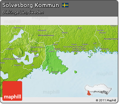 Political 3D Map of Sölvesborg Kommun, physical outside