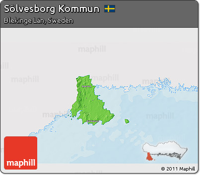 Political 3D Map of Sölvesborg Kommun, single color outside