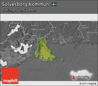 Satellite 3D Map of Sölvesborg Kommun, desaturated